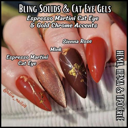 Espresso Martini Cat Eye with Sienna Rose, Cold Brew, Mocha Cream Solid Gels - HEMA, HPMA, TPO Free (Copy)
