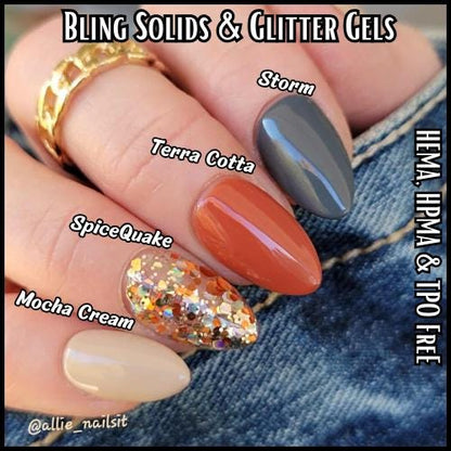 Mocha Cream, Terra Cotta, Storm - SpiceQuake Glitter Gel - HEMA, HPMA, TPO Free