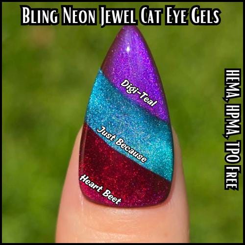Jewel Shimmer Cat Eye Gels | Heart Beet, Just Because, Royal Velvet, Priceless, Digi-Teal | HEMA, HPMA, TPO Free uv/led | 15ml