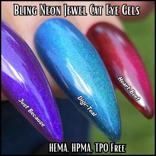 Jewel Shimmer Cat Eye Gels | Heart Beet, Just Because, Royal Velvet, Priceless, Digi-Teal | HEMA, HPMA, TPO Free uv/led | 15ml