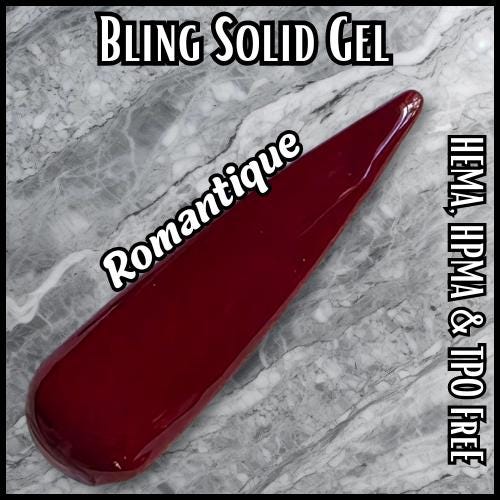 Romantique Solid Deep Red Gel | Real Red| Dark Red Solids and Glitter Gels | HEMA HPMA TPO Frees