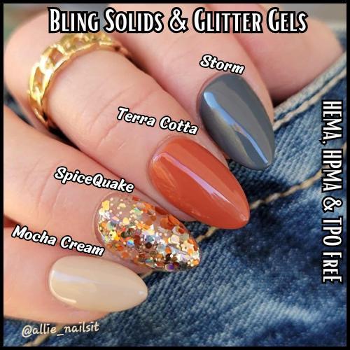 Mocha Cream, Terra Cotta, Storm - SpiceQuake Glitter Gel - HEMA, HPMA, TPO Free