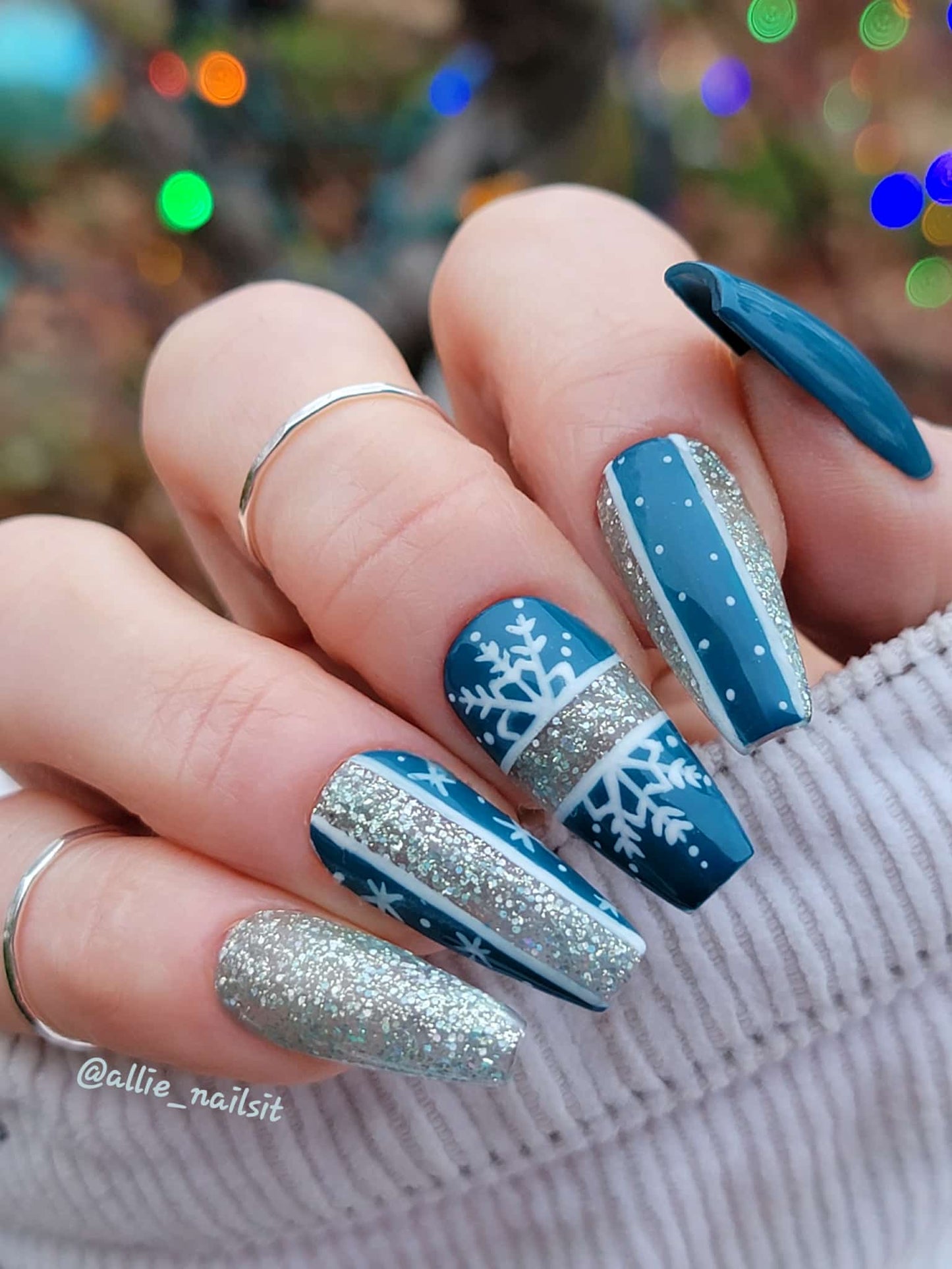 Spearmint Glitter, Peacock Plume Solid Color, White Liner Gel Mani - HEMA, HPMA, TPO Free