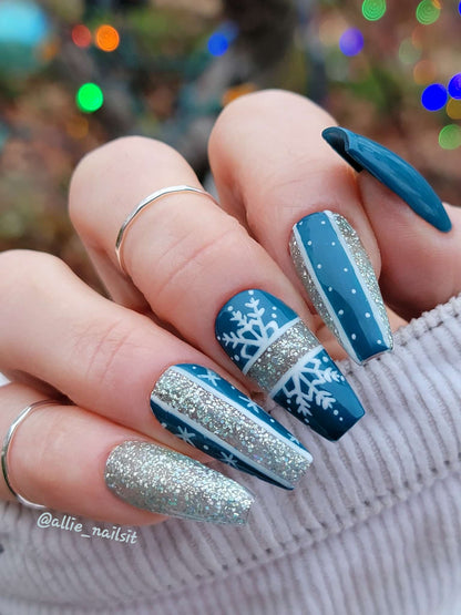 Spearmint Glitter, Peacock Plume Solid Color, White Liner Gel Mani - HEMA, HPMA, TPO Free