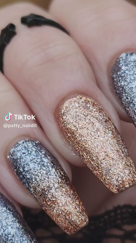 Copper Fantasy & Galactic Platinum Fine Glitter Gel - HEMA HPMA TPO Free