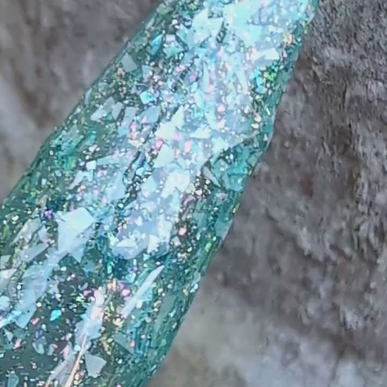 Hip Hot Glow Pink, Teal Treasure Glitter Gel Mani | Flakes & Holographic Glitters in a Teal Jelly Base | HEMA, HPMA, TPO Free uv/led | 15ml