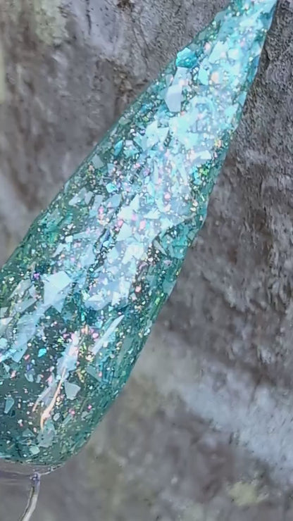 Hip Hot Glow Pink, Teal Treasure Glitter Gel Mani | Flakes & Holographic Glitters in a Teal Jelly Base | HEMA, HPMA, TPO Free uv/led | 15ml