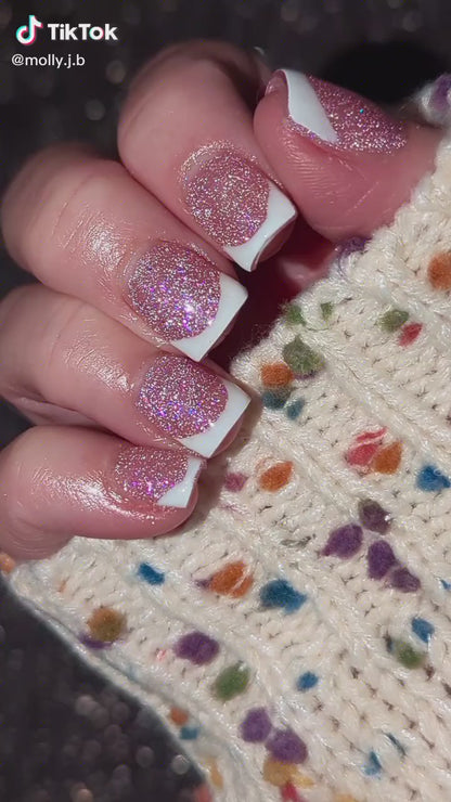 Frosted Kiss Reflective Iridescent Holographic Gel with Diva Solid White Mani - HEMA, HPMA, TPO Free
