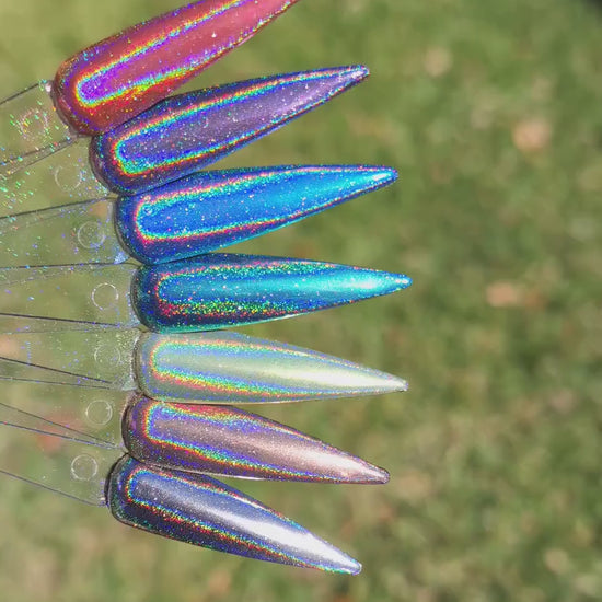 Holographic Blue CHROME Mani | Color Shifting Effect Chrome Powder | Chrome Pigment Not Dip