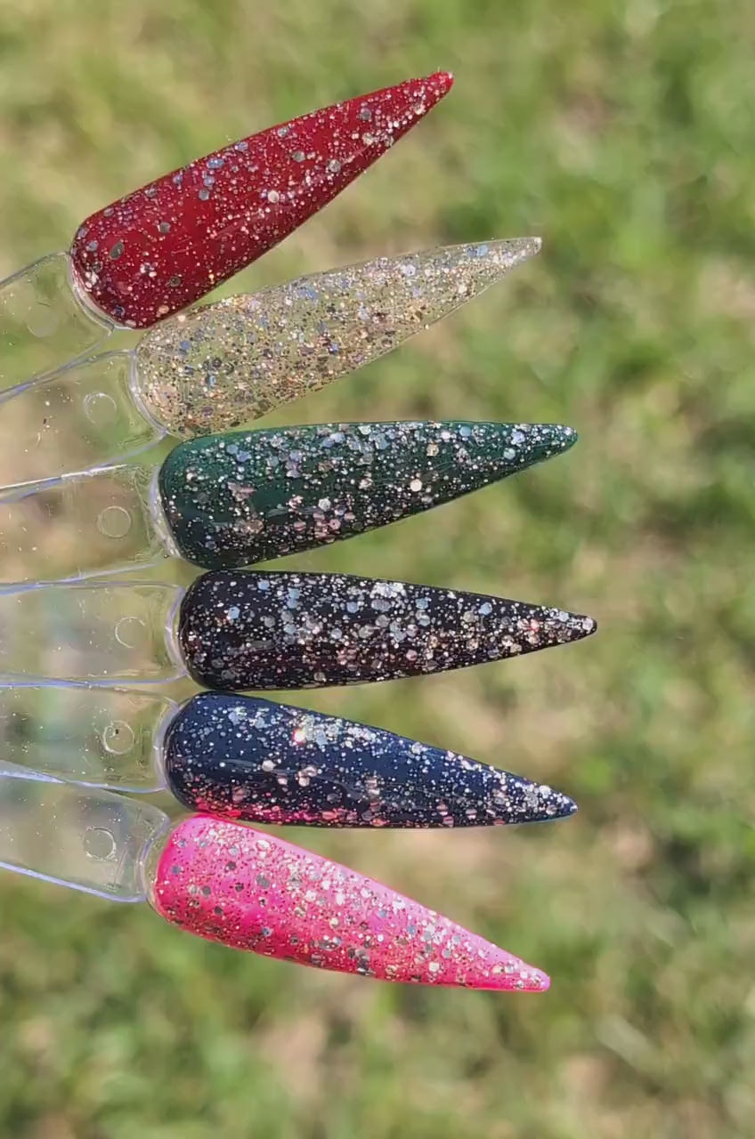 Deepest Desire Silver Sparkle Gel Mani - Near Black Solid Gel - Silver Sparkle Holo Glitter Gel - HEMA, HPMA, TPO Free