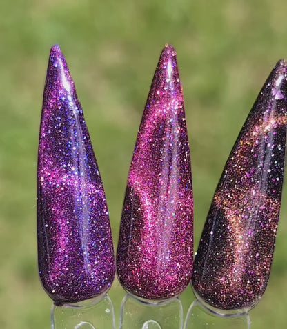 Grape Veil, Temptation, Cosmos | Royalty Glitter Cat Eye Gel Polish | Glittery Cat Eye | Intense Sparkle | HEMA, HPMA, TPO, 30 Free uv/led |