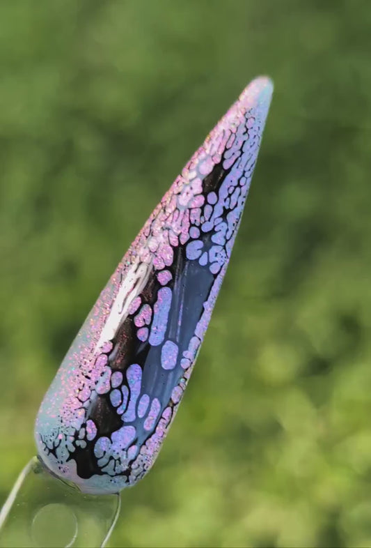 Abstract Lace Gel over Marble of Caicos Teal Azure Sky Solid Gels | Perfect for Chroming | HEMA, HPMA, TPO Free uv/led | 15ml