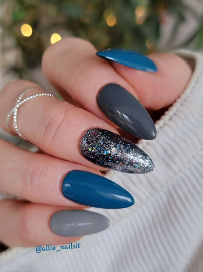Cool Blue, London Fog Solid Gels & Fantasy Smoke Glitter Gel - HEMA, HPMA, TPO Free