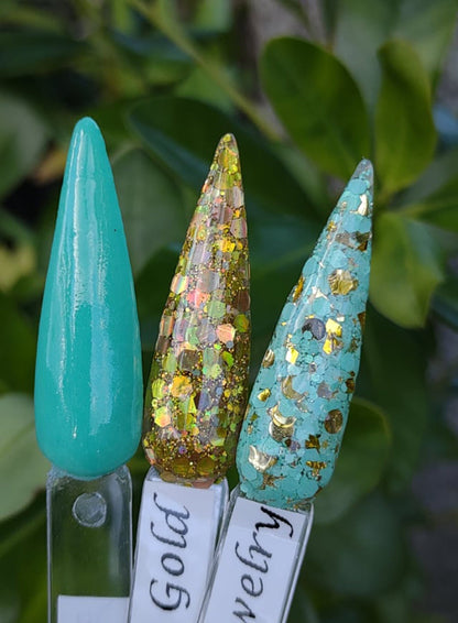 Turquoise Gold Jewelry Dip Trio