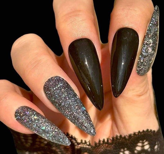 Gun Metal & Raven Dip Duo Mani