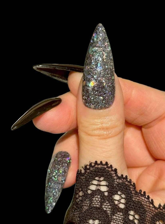 Gun Metal & Raven Dip Duo Mani