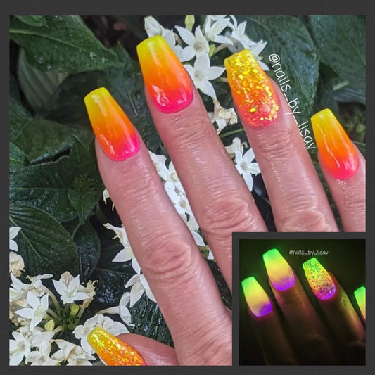 Neon Glow Sunset Voltage Dip Collection Mani
