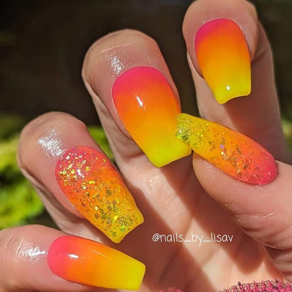 Neon Glow Sunset Voltage Dip Collection Mani