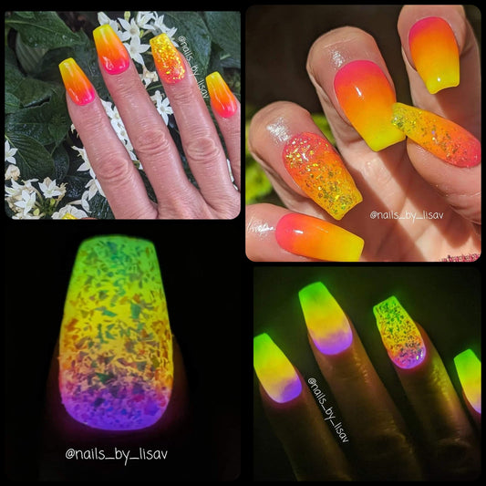 Neon Glow Sunset Voltage Dip Collection Mani