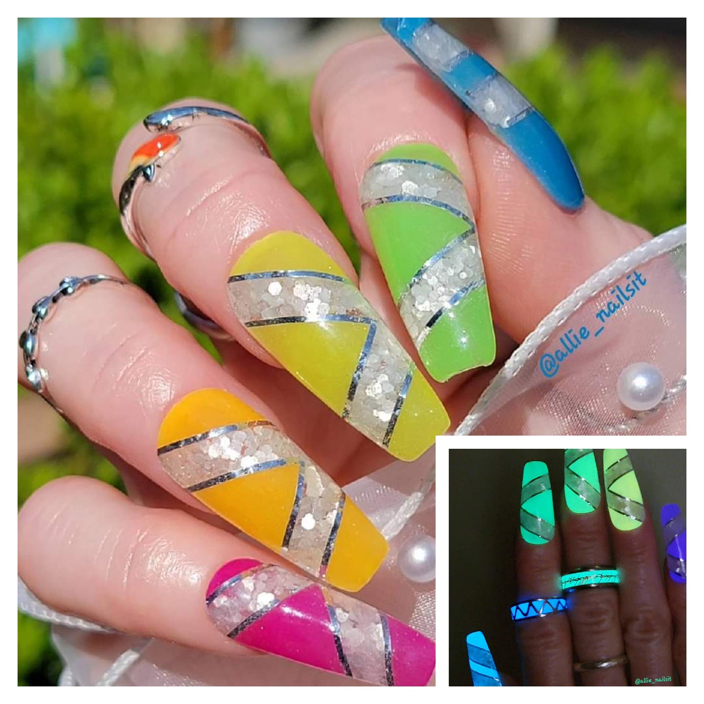 Neon Glow High Voltage & Satin Sheets Dip Set Mani